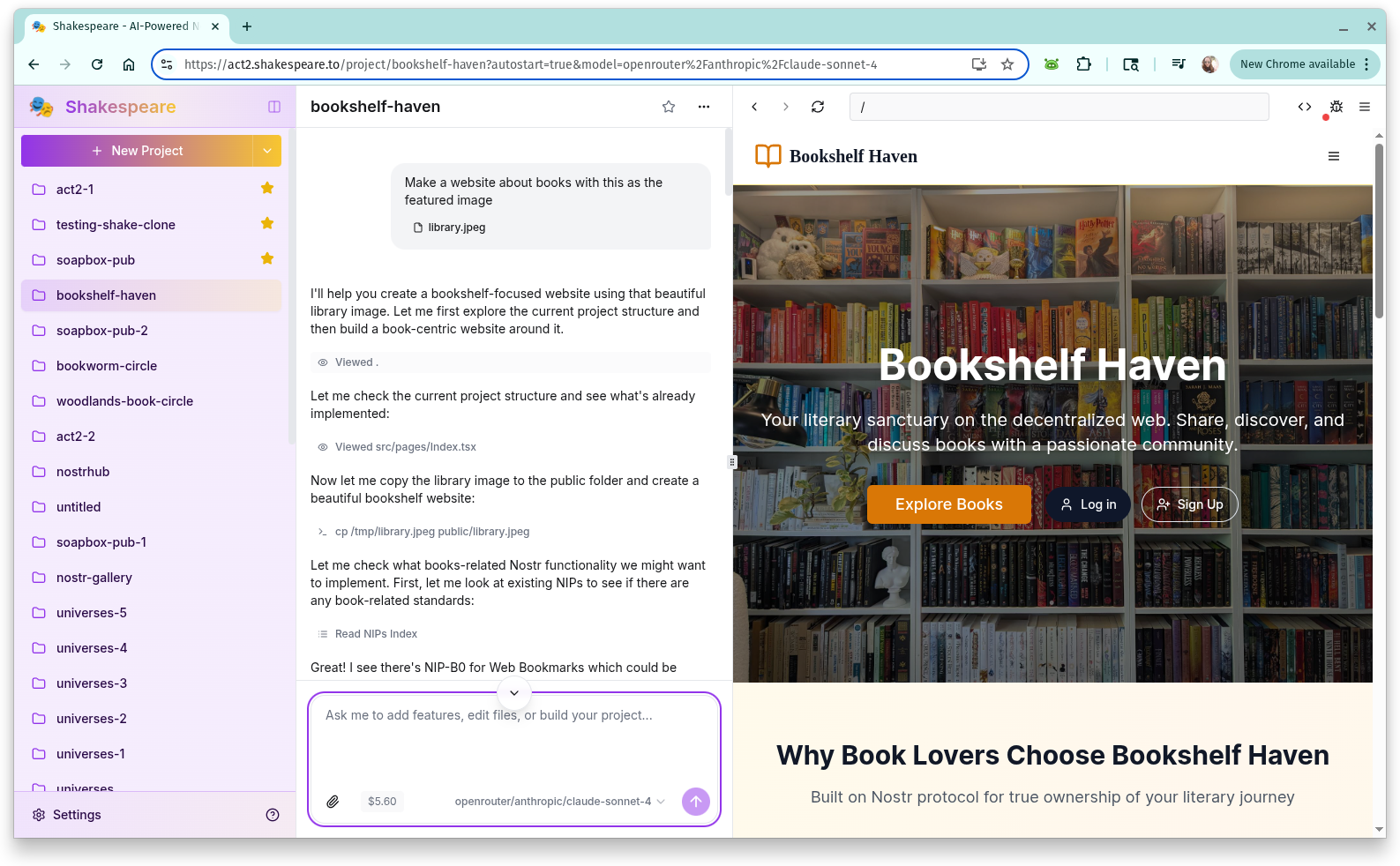 Building a file upload app in one prompt with Shakespeare