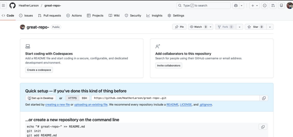 GitHub repository page showing the repository URL to copy