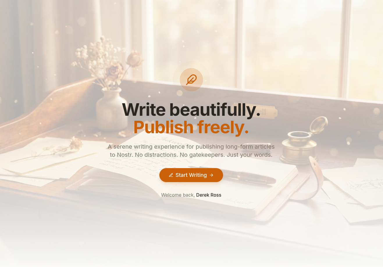 Inkwell landing page - Write beautifully. Publish freely.