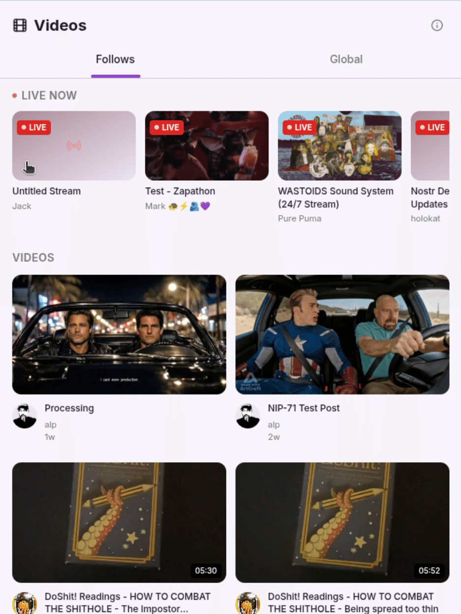 Livestreams in Ditto