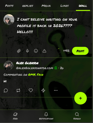 Wall posts in Ditto -- write on your friends' profiles