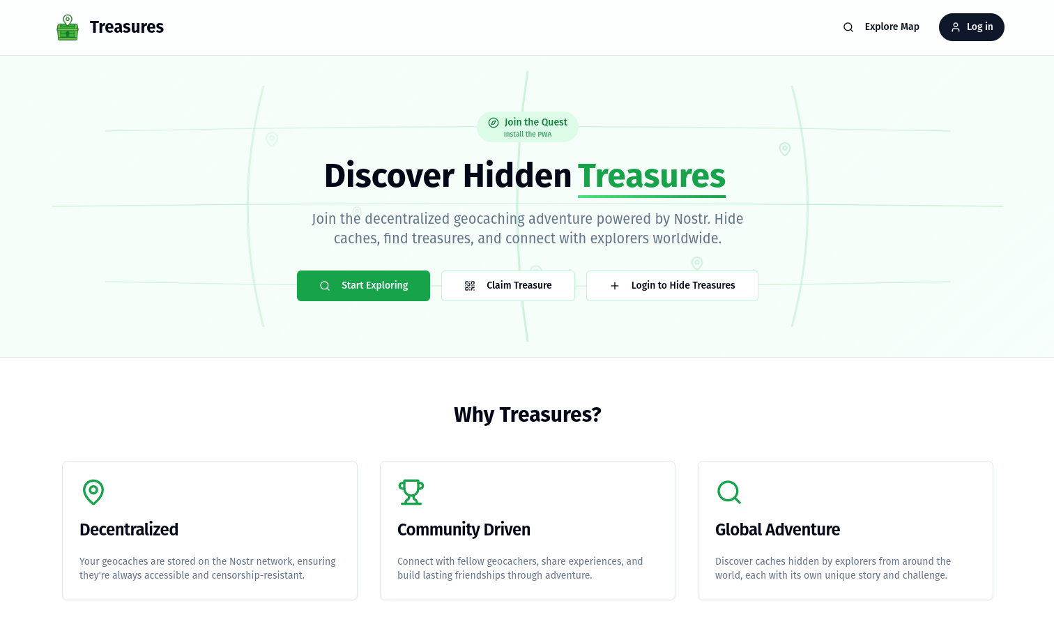 Treasures platform screenshot